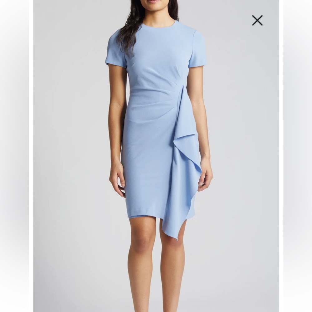 Elegant Blue Short Sleeve Dress